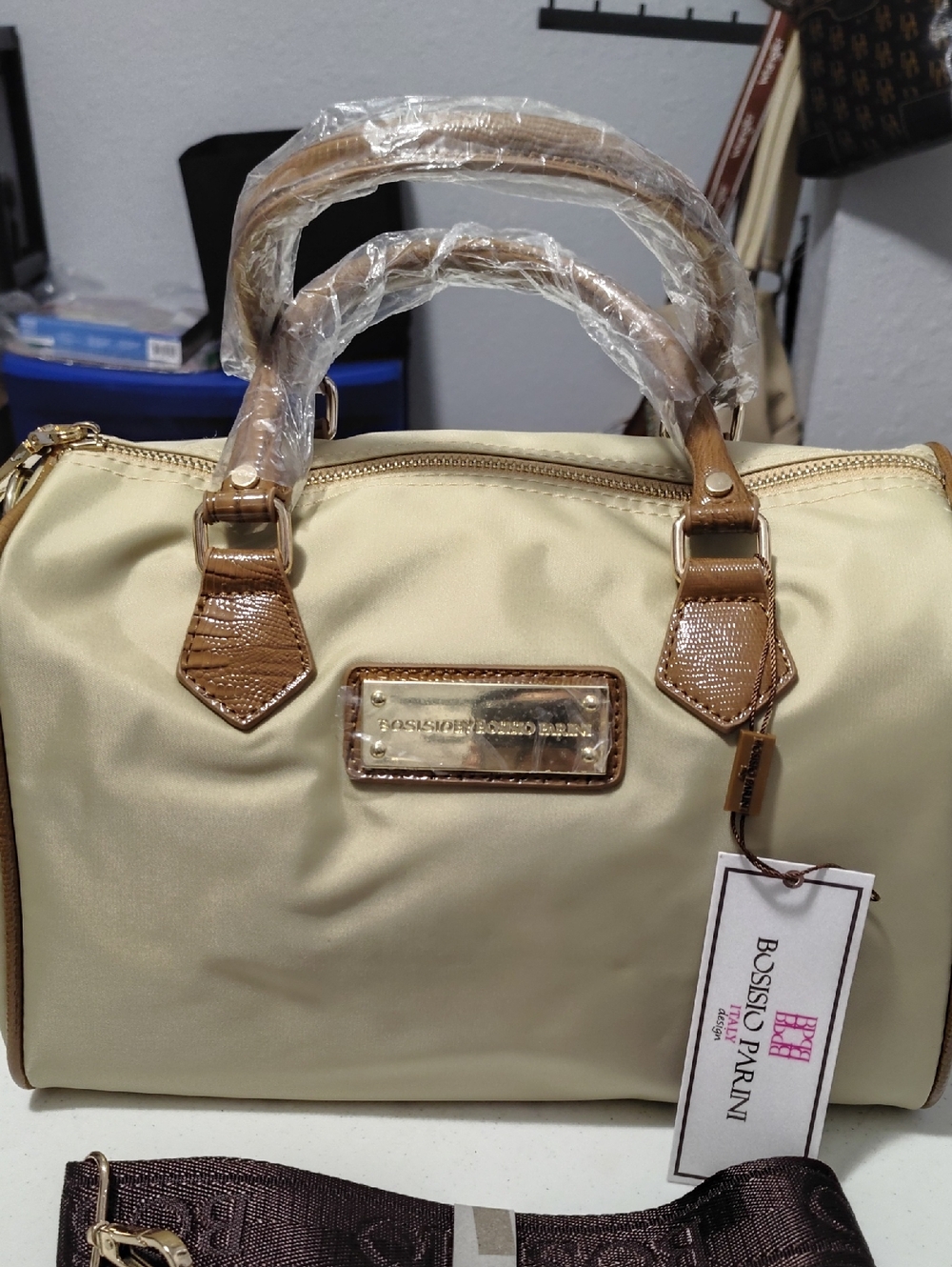 Brand New Beige and Tan Satchel Handbag